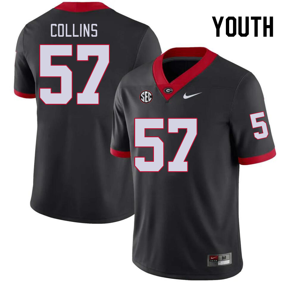 Georgia Bulldogs Youth Luke Collins #57 Black Stitched College UGA Football Jersey 23LD010OC